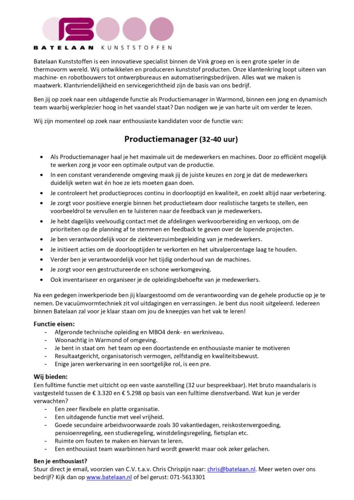 Vacature Productiemanager page 0001